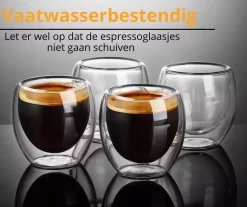 Bwa Commerce - Tasses à Espresso De Luxe En Glas à Double Paroi - Set De 6 - 80 Ml - Verres à Espresso à Double Paroi - Tasses à Espresso à Double Paroi - Verre à Shot Espresso - Verres à Espresso - Café -Fournitures De Cuisine Boutique 1200x1005 8