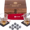 Set De Whisky Rednas - Verres à Whisky - Pierres à Whisky - Coffret Cadeau - Set En Bois - Pierre Naturelle - Coffret Cadeau