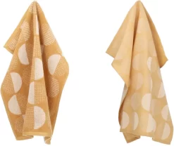 Bunzlau Castle Torchon Et Torchon Pois Jaune | 100% Coton Biologique | Torchon 60x53cm Et Torchon 65x65cm