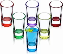 Verres Apéritif Lot De 6 Verres à Shot, 28 Ml, Verres à Shot, Tampon Pour Alcool, Feu, Shot, Vodka, Party, Verres à Shot, Verres Courts, Verres Sambuca, Verres à Piqûre, Tasses à Shot (multicolore)