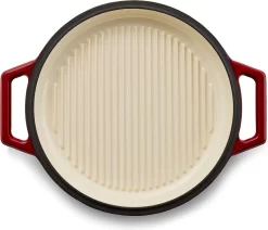 The Tasman Dutch Oven And Grill - Marmite - Fonte Recyclée - Avec Couvercle Grill - Ø29 Cm - Rouge -Fournitures De Cuisine Boutique 1200x1028 1