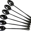 Cuillères à Latte Macchiato - Longues Cuillères à Yaourt, à Dessert Ou à Café En Acier Inoxydable - Lot De 6 Pièces - Noir