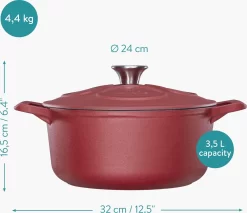 Cocotte En Fonte Navaris Avec Couvercle - Faitout - Poêle émaillée - Convient Pour La Cuisson à Induction, Gaz Et Vitrocéramique - Rouge Mat -Fournitures De Cuisine Boutique 1200x1033 1