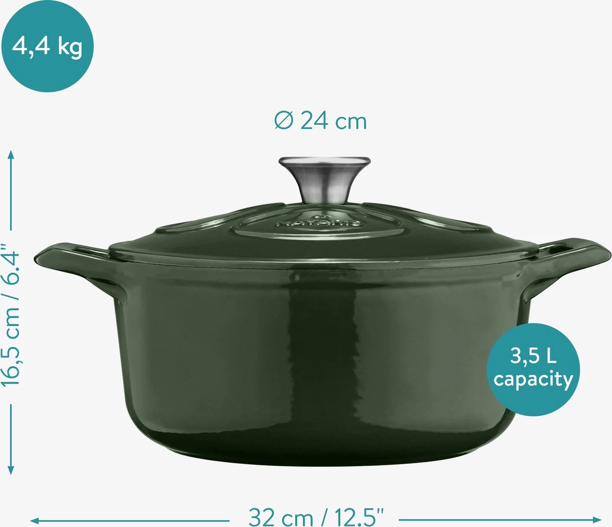 Cocotte En Fonte Navaris Avec Couvercle - Navaris émaillée - Convient à La Cuisson Induction, Gaz Et Vitrocéramique - Vert 6 Cocotte En Fonte Navaris Avec Couvercle - Navaris émaillée - Convient à La Cuisson Induction, Gaz Et Vitrocéramique - Vert – Image 6