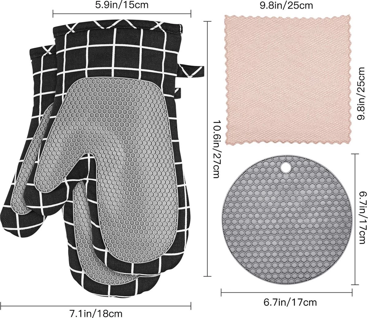 Gants De Four Zacro - Set De 10 Pièces - Protection Jusqu'à 260 °C - Gants De Four Avec 2 Maniques - Résistant à La Chaleur - Cuisson 6 Gants De Four Zacro - Set De 10 Pièces - Protection Jusqu'à 260 °C - Gants De Four Avec 2 Maniques - Résistant à La Chaleur - Cuisson – Image 6