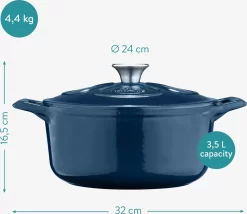 Cocotte En Fonte Navaris Avec Couvercle - Navaris émaillée - Convient à La Cuisson Induction, Gaz Et Céramique - Bleu Foncé -Fournitures De Cuisine Boutique 1200x1039 4