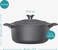 Cocotte En Fonte Navaris Avec Couvercle - Faitout - Poêle émaillée - Convient Pour La Cuisson à Induction, Gaz Et Vitrocéramique - Noir Mat -Fournitures De Cuisine Boutique 1200x1039 7