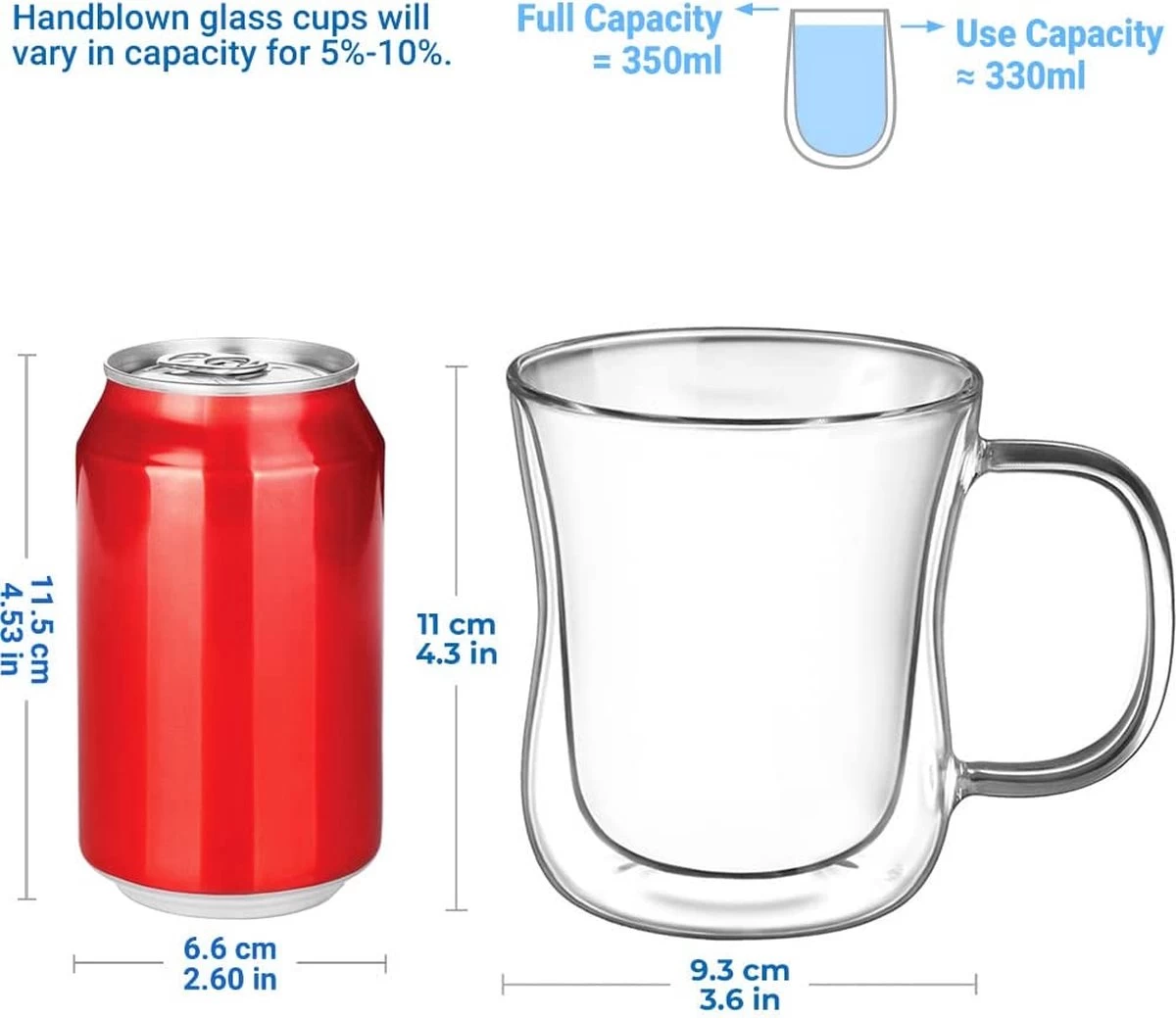 Ecooe Verres à Latte Macchiato à Double Paroi Lot De 2 Tasses à Café En Verre Borosilicate 350 ML Verres à Café En Verre Avec Poignée Pour Cappuccino Latte Macchiato Thé Glace Lait Bière 4 Ecooe Verres à Latte Macchiato à Double Paroi Lot De 2 Tasses à Café En Verre Borosilicate 350 ML Verres à Café En Verre Avec Poignée Pour Cappuccino Latte Macchiato Thé Glace Lait Bière – Image 4