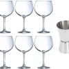 6x Gin Tonic / Verres à Cocktail 700 Ml - Avec Gobelet Doseur En Acier Inoxydable / Taille De Barre 2-en-1 15/30 Ml