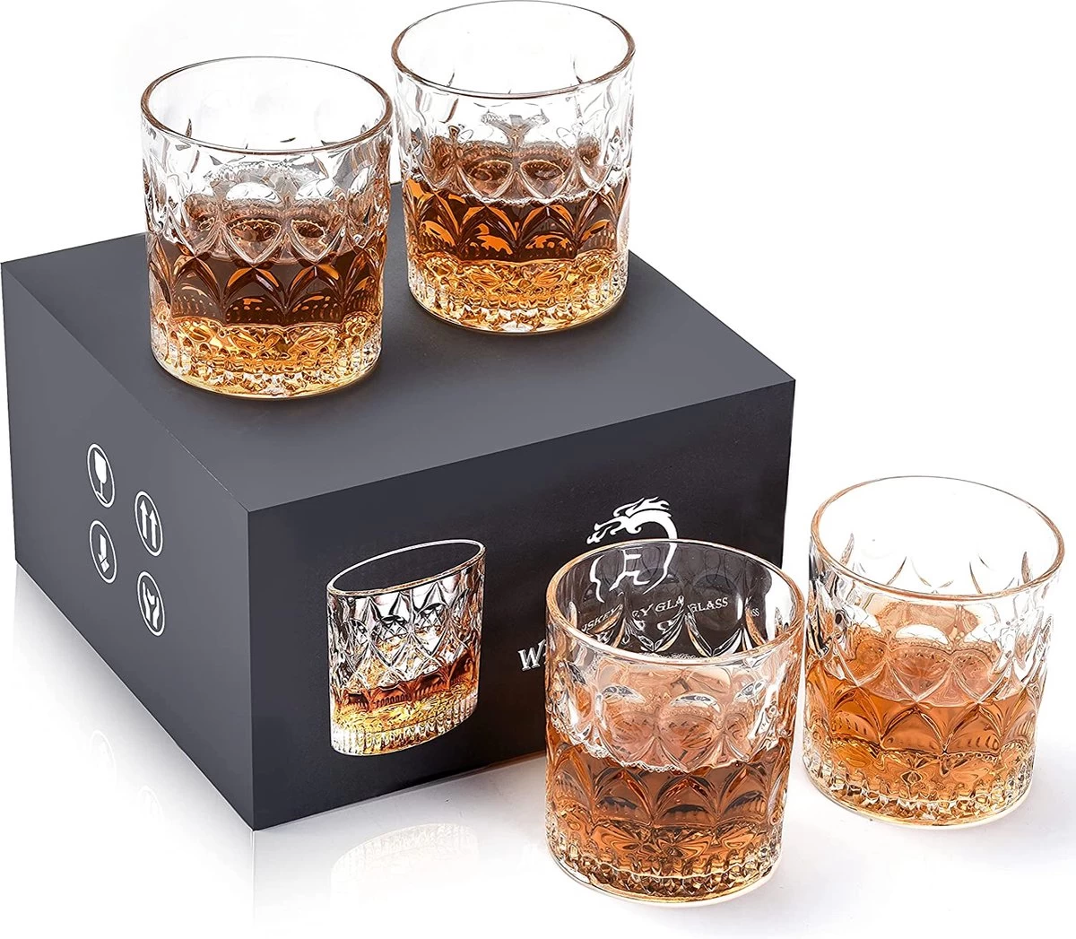 Set De 4 Verres à Whisky 300 Ml Pour Boire Du Bourbon Scotch Whisky Rhum Cocktail Cognac Vodka Verres à Whisky Avec Boîte De Luxe Un Cadeau Unique Pour Homme Femme 1 Set De 4 Verres à Whisky 300 Ml Pour Boire Du Bourbon Scotch Whisky Rhum Cocktail Cognac Vodka Verres à Whisky Avec Boîte De Luxe Un Cadeau Unique Pour Homme Femme