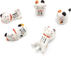 Lucky Cat Baguettes Et Repose-baguettes Avec, 5 Chats, Baguettes Réutilisables Naturelles En Bambou Japonais Classique, Lot De 5 Paires -Fournitures De Cuisine Boutique 1200x1048