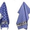 Bunzlau Castle Torchon De Cuisine Et Torchon Vache Blauw Royal | 100% Coton Biologique | Torchon 60x53cm Et Torchon 65x65cm