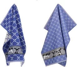 Bunzlau Castle Torchon De Cuisine Et Torchon Vache Blauw Royal | 100% Coton Biologique | Torchon 60x53cm Et Torchon 65x65cm