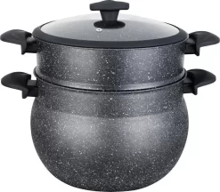 Poêle à Couscous Royal Swiss - Couscoussier - Cuiseur Vapeur - 8L - Toutes Sources De Chaleur - Aluminium Recouvert De Pierre - Couvercle En Verres - NOIR 7 Poêle à Couscous Royal Swiss - Couscoussier - Cuiseur Vapeur - 8L - Toutes Sources De Chaleur - Aluminium Recouvert De Pierre - Couvercle En Verres - NOIR -Fournitures De Cuisine Boutique 1200x1049