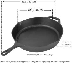 Poêle En Fonte De 12 Pouces Avec Revêtement En émail Noir Mat - Supports En Silicone Résistant à La Chaleur Inclus. Idéal Pour Une Utilisation Intérieure Et Extérieure, Passe Au Four. -Fournitures De Cuisine Boutique 1200x1049 4