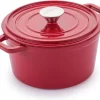 Rosmarino - Poêle En Fonte - Rouge - Ø20cm - 1,8 Litre - Poêle à Frire - 100% Sans PFAS & PFOA - Émail - Convient à Toutes Les Sources De Chaleur