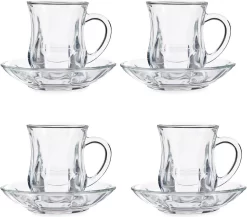 Set De 8 Verres à Thé Marocains Avec Soucoupe 125 Ml - Tasses à Thé/tasses à Café En Verre - Tasse Et Soucoupe Transparentes