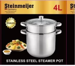 Set De Casseroles à Vapeur Steinmeijer -4L En Acier Inoxydable Ø 24 Cm - 3 Pièces - Avec Fond 6 Couches -Fournitures De Cuisine Boutique 1200x1055