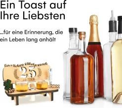 Brynnberg Schnapsbank Mit Jahreszahl - Holz Lorbeerkranz Mit Zahl Engraving - Gift Zum 25 Hochzeitstag Couple Anniversary - Geburtstag Und Pärchen Gift Idea - Schnapsgläser Latte Mit 2 Gläsern -Fournitures De Cuisine Boutique 1200x1061 2