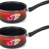 Set De 2x Casserole / Casserole Rouge Avec Revêtement Antiadhésif 16 Cm - Casserole Pour Sauce Et Sauce - Casserole