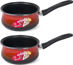 Set De 2x Casserole / Casserole Rouge Avec Revêtement Antiadhésif 16 Cm - Casserole Pour Sauce Et Sauce - Casserole