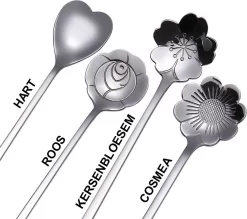 Fako Bijoux® - 4 Cuillères Longues Motif Bloem - Latte Macchiato - Long Drink - Cocktail - Dessert - Glace - Café - Argent - 4 Pièces - Sac De Rangement -Fournitures De Cuisine Boutique 1200x1063 1