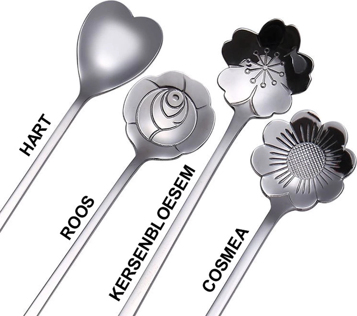 Fako Bijoux® - 8 Cuillères Longues Motif Bloem - Latte Macchiato - Long Drink - Cocktail - Dessert - Glace - Café - Argent - 8 Pièces - Sac De Rangement 3 Fako Bijoux® - 8 Cuillères Longues Motif Bloem - Latte Macchiato - Long Drink - Cocktail - Dessert - Glace - Café - Argent - 8 Pièces - Sac De Rangement – Image 3