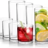 Verres à Boire En Plastique Lot De 8 Gobelets Transparents 4 Gobelets En Acrylique De 12 Oz Et 16 Oz Pour La Cuisine - Ensemble De Verres En Plastique Incassables Sans BPA Et Lavables Au Lave-vaisselle