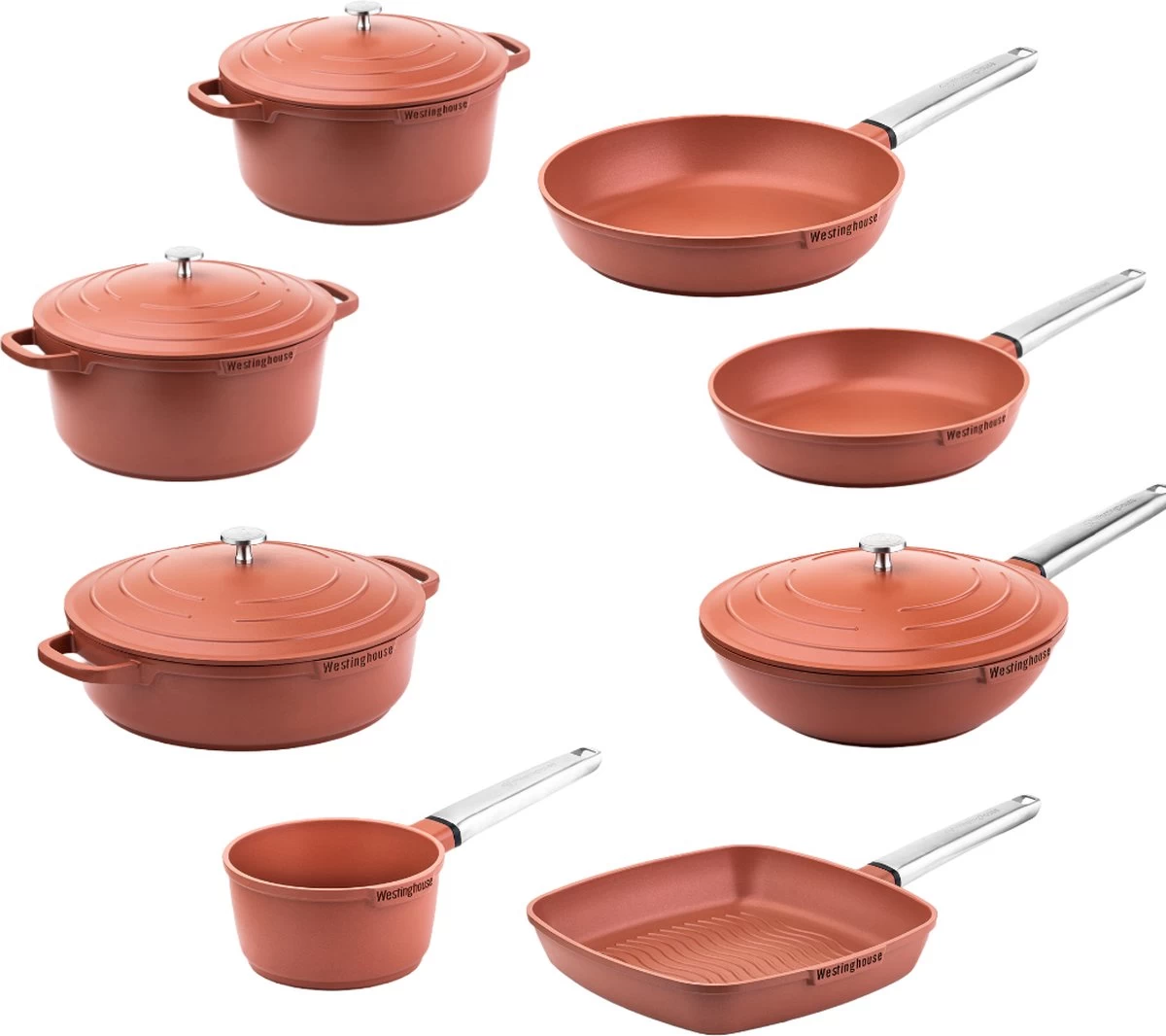 Westinghouse Performance Series - Ensemble De Casseroles 13 Pièces - Rouge - Ensemble Complet De Casseroles Avec 8 Casseroles - Cocottes, Poêle, Poêle Wok, Poêle à Frire, Poêle à Griller, Casserole 1 Westinghouse Performance Series - Ensemble De Casseroles 13 Pièces - Rouge - Ensemble Complet De Casseroles Avec 8 Casseroles - Cocottes, Poêle, Poêle Wok, Poêle à Frire, Poêle à Griller, Casserole