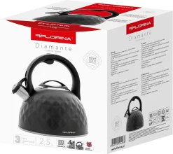 Bouilloire Sifflante Florina "Diamond'' - Bouilloire - Bouilloire - Acier Inoxydable - 2.5L - Convient à L'induction - Anthracite Mat - Motif Losange -Fournitures De Cuisine Boutique 1200x1068 1