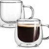 House Of Husk Lot De 2 Verres à Double Paroi Avec Oreille – Verres à Café – Verres à Verres à Thé – Verres à Café – 2 Pièces – Verres à Latte Macchiato Et Cappuccino –