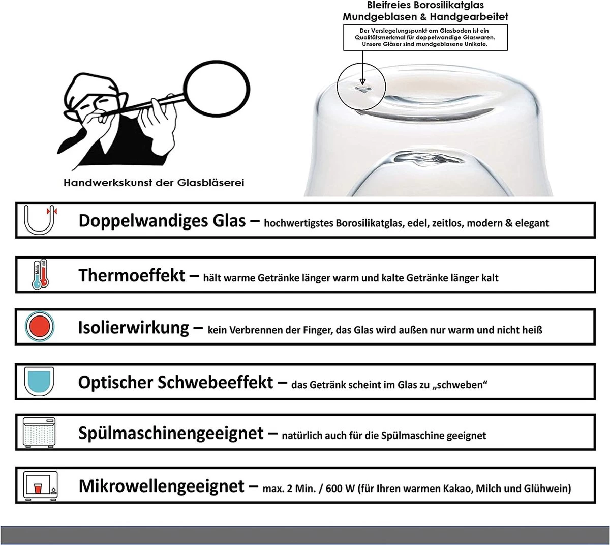 DUOS Gläser 2x (80, 200, 310, 400ml) - Feelino Verres à Double Paroi/verres Thermo/verres à Thé/verres à Café Avec Effet Flottant Garder Les Boissons Chaudes Plus Longtemps Et Froides Plus Longtemps 4 DUOS Gläser 2x (80, 200, 310, 400ml) - Feelino Verres à Double Paroi/verres Thermo/verres à Thé/verres à Café Avec Effet Flottant Garder Les Boissons Chaudes Plus Longtemps Et Froides Plus Longtemps – Image 4