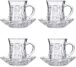 Set De 12 Verres à Thé Marocains Avec Soucoupe 125 Ml - Tasses à Thé/tasses à Café En Verre - Tasse Et Soucoupe Transparentes
