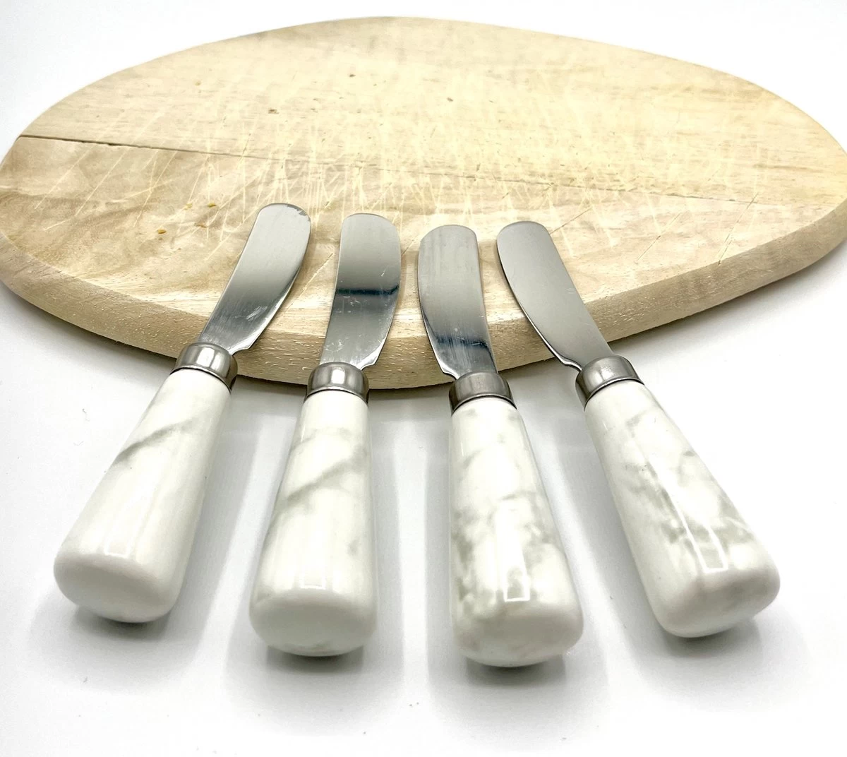 Couteau à Beurre 4 Pièces - Couteaux Pour Le Snack - Couteaux à Tapas - Couteaux à Tartiner - Couverts à Boire - 12 Cm - Manche Design En Marbre - Argent - Eetsmaakvol.nl 4 Couteau à Beurre 4 Pièces - Couteaux Pour Le Snack - Couteaux à Tapas - Couteaux à Tartiner - Couverts à Boire - 12 Cm - Manche Design En Marbre - Argent - Eetsmaakvol.nl – Image 4