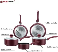 Herzberg: Batterie De Cuisine Moderne 7 Pièces Avec Revêtement En Marbre - Zwart - Sans Rayures - Toutes Sources De Chaleur - Cuisine Saine - Va Au Lave-vaisselle - Avec Couvercles -Fournitures De Cuisine Boutique 1200x1073