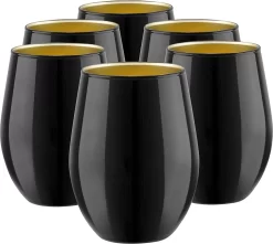 TENDANCE POUR LA MAISON Verres à Eau Colorés Verres à Boire En Verre Coloré De 580 Ml Gobelets Highball Verre à Vin Ensemble De 4 Verres à Boire Grand Gobelet En Verre | Phoebe Great Gatsby | Or Noir