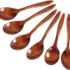 Cuillère En Bois Set Cuillère En Bois Faite à La Main Craft Pour Thee Café Miel Sucre Condiment Riz Kids Cuillères 6 Pièces