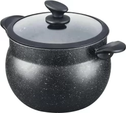 Royalty Line Couscous Pan - Cuiseur Vapeur - 9 Litres - Pour Tous Feux - Couscoussier Avec Poignées Froides - Aluminium - Cuiseur Vapeur Riz Et Légumes Avec Couvercle En Verres - Zwart -Fournitures De Cuisine Boutique 1200x1076