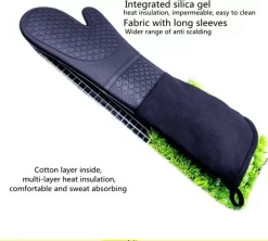 TDR - Siliconen De Gants De Four En Silicone Avec Doublure En Coton Doux, Gants De Four Extra Longs Résistants à La Chaleur Pour La Cuisson, La Cuisson, Les Grillades - Noir -Fournitures De Cuisine Boutique 1200x1077 2