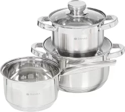 Ensemble De Casseroles Standard En Acier Inoxydable | Couvercle En Verre | Désignation De La Taille Interne | Induction -Fournitures De Cuisine Boutique 1200x1078 1