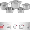 ProfiCook KTS 1225 - Set De Casseroles En Acier Inoxydable 5 Pièces - Avec Indication De La Taille