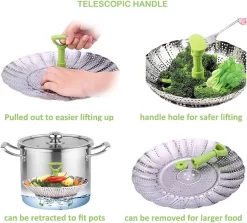 Cuiseur Vapeur En Acier Inoxydable, Cuiseur Vapeur Réglable Avec Poignée Coulissante, Pour Fruits Et Légumes, Panier Pliable, Inox, Va Au Lave-vaisselle, Nourriture Pour Bébé (14-23 Cm) -Fournitures De Cuisine Boutique 1200x1084 3