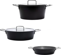 Ensemble De Poêles Serenk, Poêle En Granit, Poêle De Service, Sahan, Poêle à Frire Avec Couvercle En Verre, Revêtement Antiadhésif, Faitout