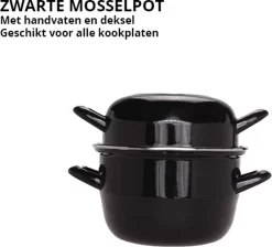 Made4Home® - Marmite à Moules - Ø18 Cm - Électrique Et Gaz - Avec Couvercle - Zwart - Métal - Moule à Moules -Fournitures De Cuisine Boutique 1200x1088 1
