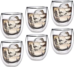 Verre Thermo à Double Paroi Feelino 6 X 320 Ml Avec Effet Flottant, Verre à Thé / Verre à Café Pour Cappuchino, Café Au Lait, Thé, Thé Glacé, Schorle, Desserts Ou Comme Coupe à Glace
