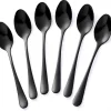 Set De 6 Cuillères à Café Ovales - Cuillères à Café - Acier Inoxydable - Cuillères à Café - Petites Cuillères à Café & Thé - Zwart