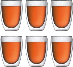 TeeDee - Verres à Thé - 6 Pièces - 350 ML - Verres à Double Paroi - Verres à Verres à Café - Verre à Thé - Verres à Cappuccino - Verres à Latte Macchiato - Ensemble De Verres à Thé