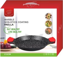 Royal Swiss - Poêle à Paella 32 Cm - Revêtement En Marbre Antiadhésif - Poêle à Paella Avec Manche En Silicone Amovible - Zwart -Fournitures De Cuisine Boutique 1200x1097 1