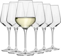 KROSNO Grands Verres à Verres à Vin Witte | Lot De 6 | 390 ML | Collection Avant- Garde | Verre De Cristal | Perfect Pour La Maison, Les Restaurants Et Les Fêtes | Lave-vaisselle