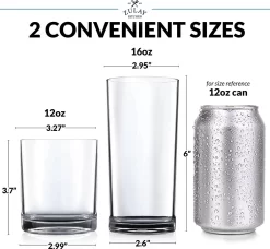 Verres à Boire En Plastique Lot De 8 Gobelets Transparents 4 Gobelets En Acrylique De 12 Oz Et 16 Oz Pour La Cuisine - Ensemble De Verres En Plastique Incassables Sans BPA Et Lavables Au Lave-vaisselle -Fournitures De Cuisine Boutique 1200x1106 5
